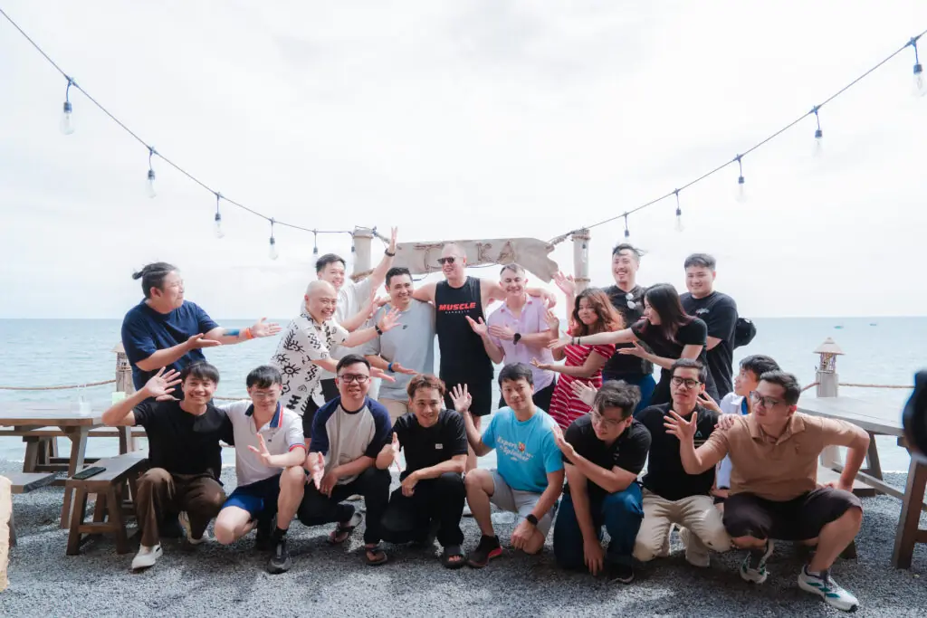 Team retreat by the beach