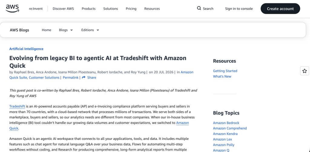 Tradeshift Amazon Quick Agentic AI Case Study – Automation Consulting