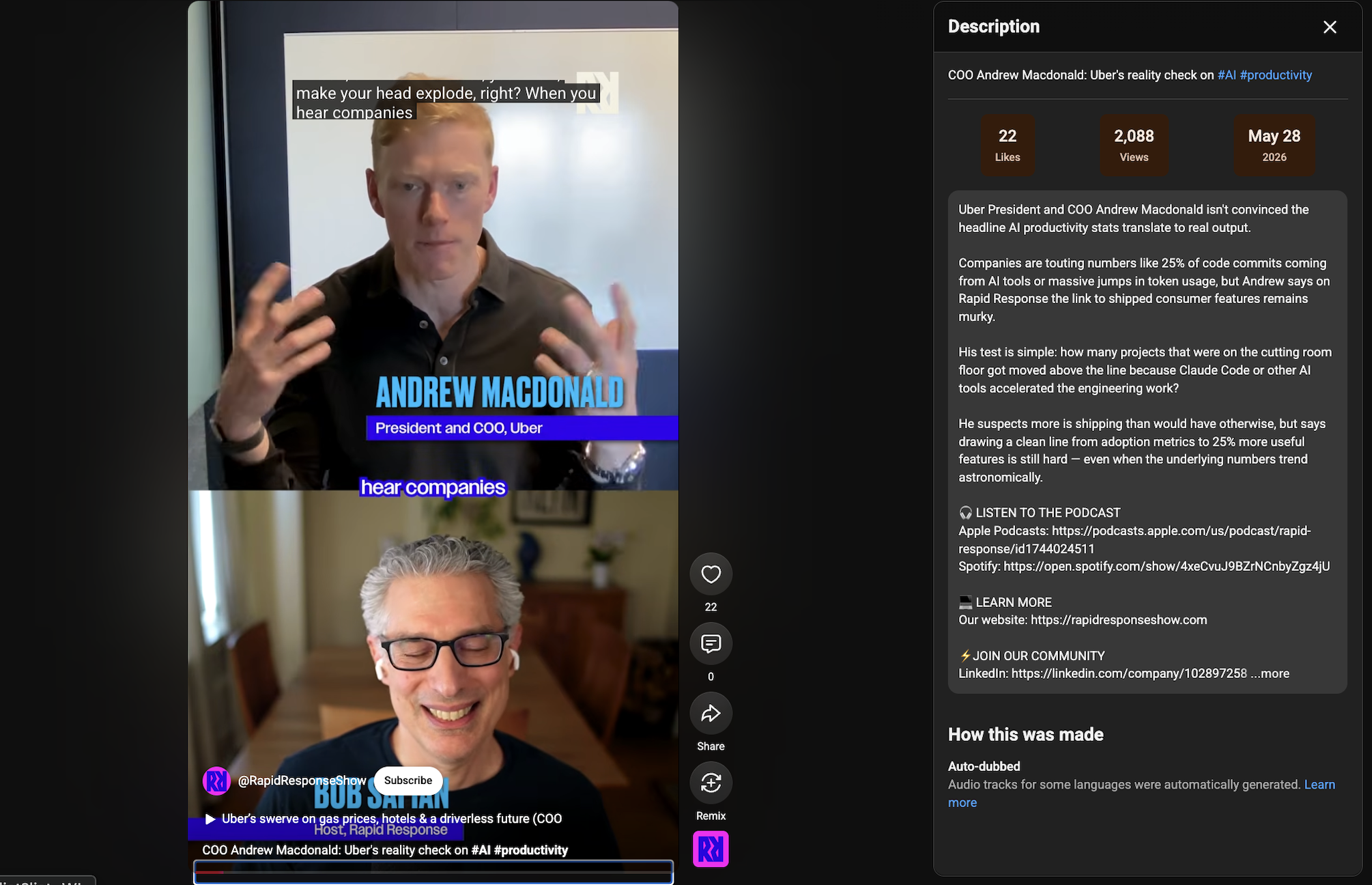 Uber COO Andrew Macdonald Rapid Response AI Productivity – Automation Consulting