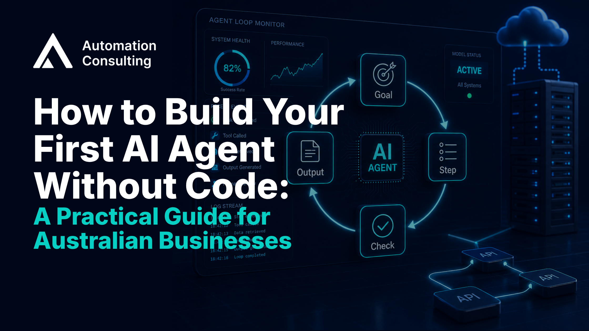 How to build an AI agent — diagram showing the loop structure of goal, step, check, and output stages